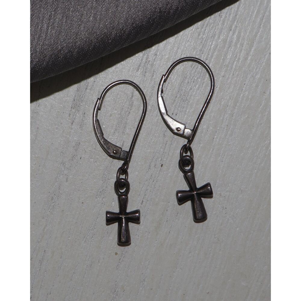 James Avery 925 St.Teresa Cross Dangle Earrings 2.2G / 1.2in - Picture 2 of 3